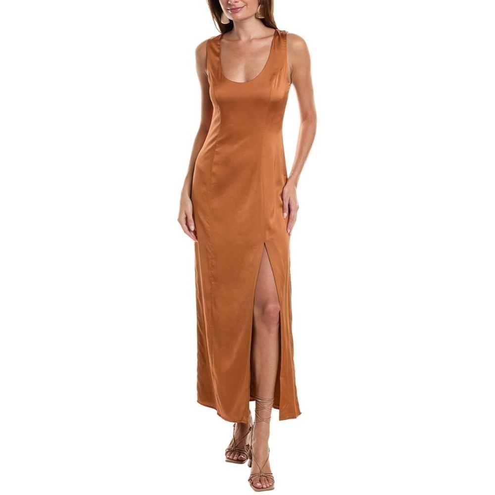 Hutch Lolo Satin Maxi Dress In Brown size 6 B963